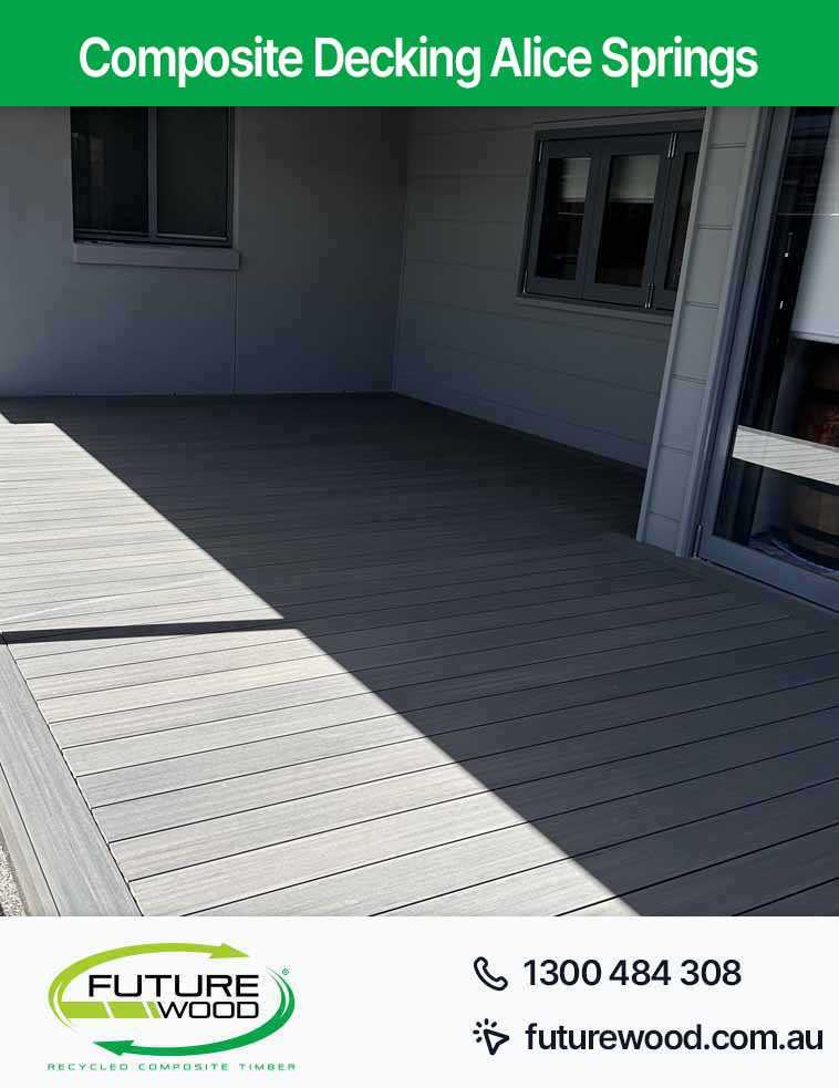 Composite deck boards, featuring grey decking in Alice Springs
