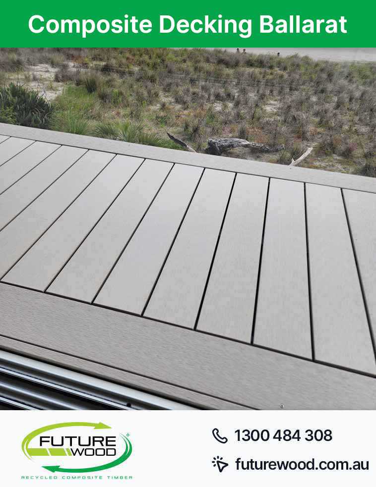 Scenic beach vista in Ballarat from balcony made with composite deck boards