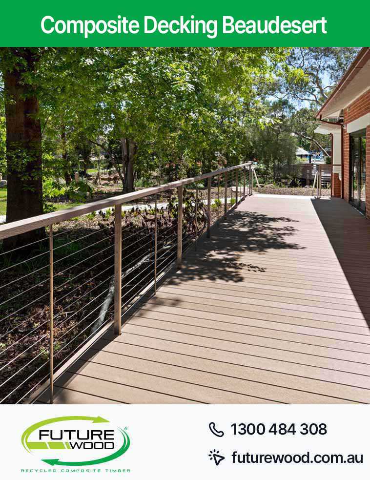 An image of a railing on a walkway made of composite decking boards in Beaudesert