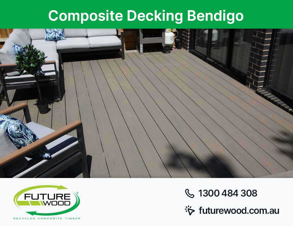 Picture of composite deck boards with stylish furniture and outdoor patio in Bendigo