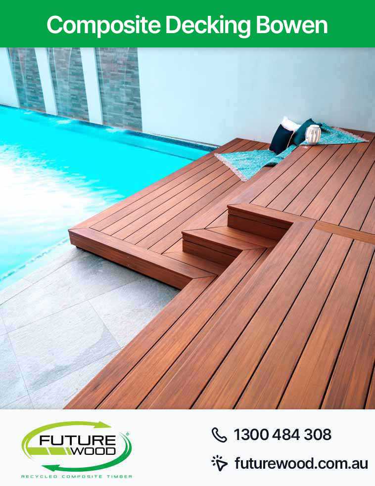 Picture of a deck made up of composite decking boards with a pool in Bowen