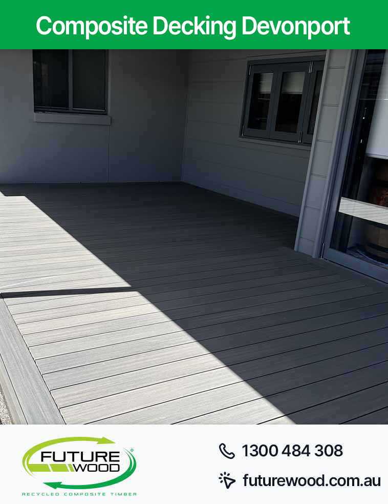Composite deck boards, featuring grey decking in Devonport