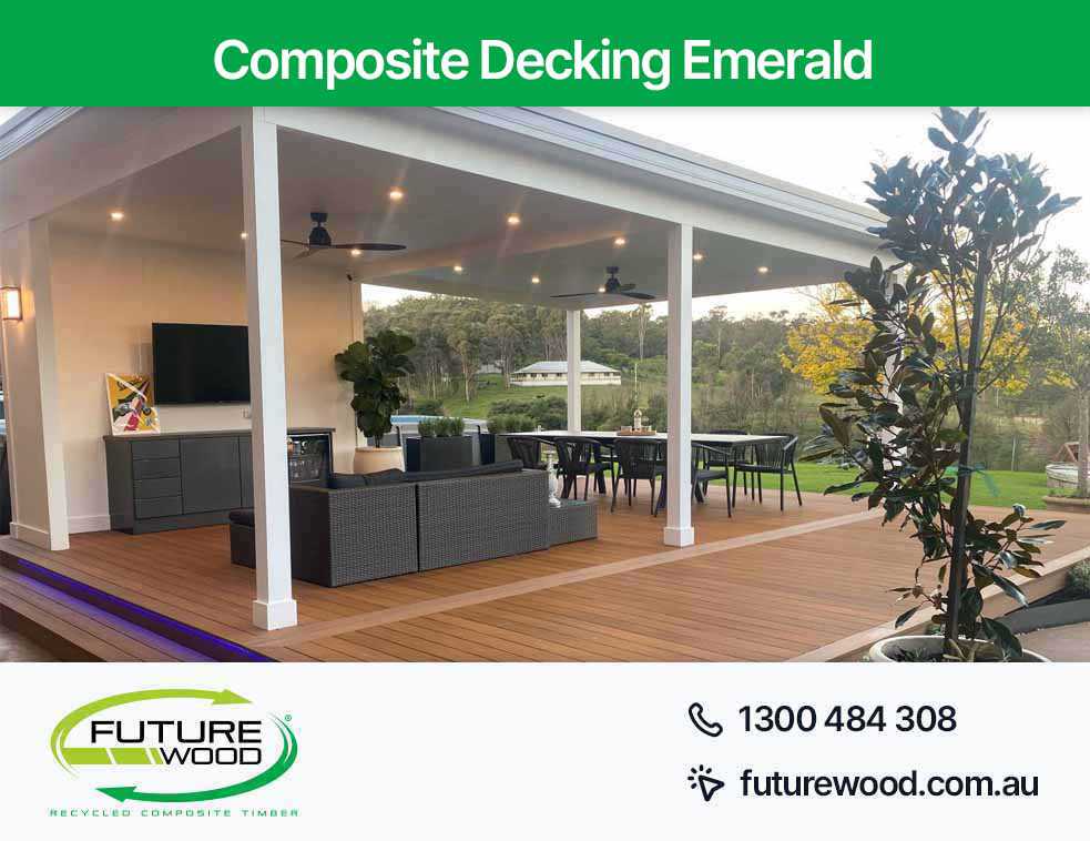 Picture of composite decking boards laid on veranda in Emerald