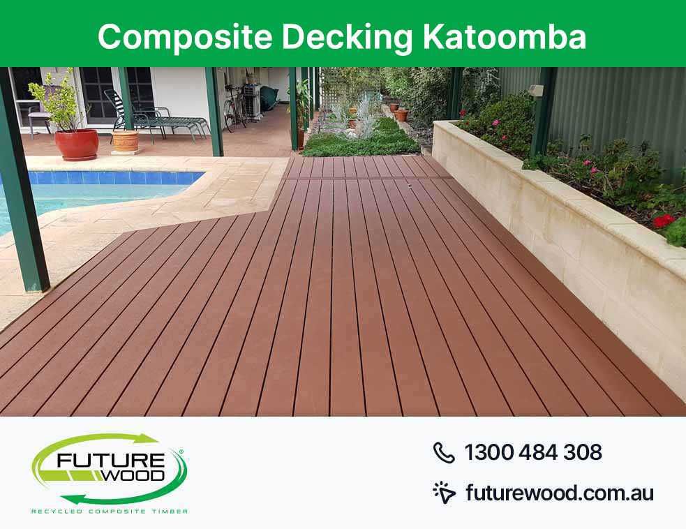 A composite deck boards, featuring a pool and patio in Katoomba
