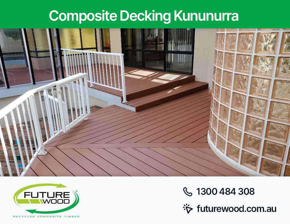 Image of a composite deck boards featuring a white railing in Kununurra