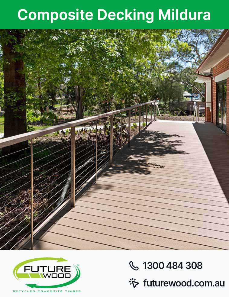 Image of an inviting pathway constructed using composite deck boards in Mildura