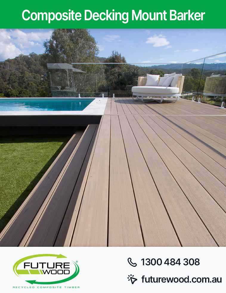 Photo of pool and lawn with composite decking boards at Mount Barker