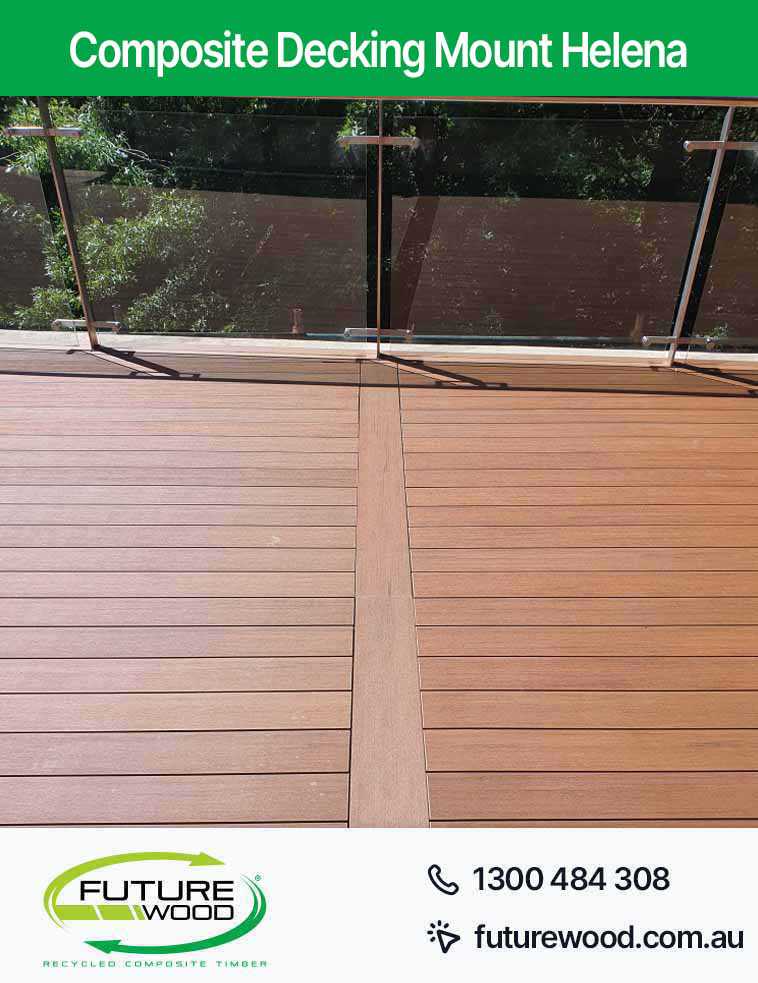 Photo of composite deckboards with a glass railing in Mount Helena