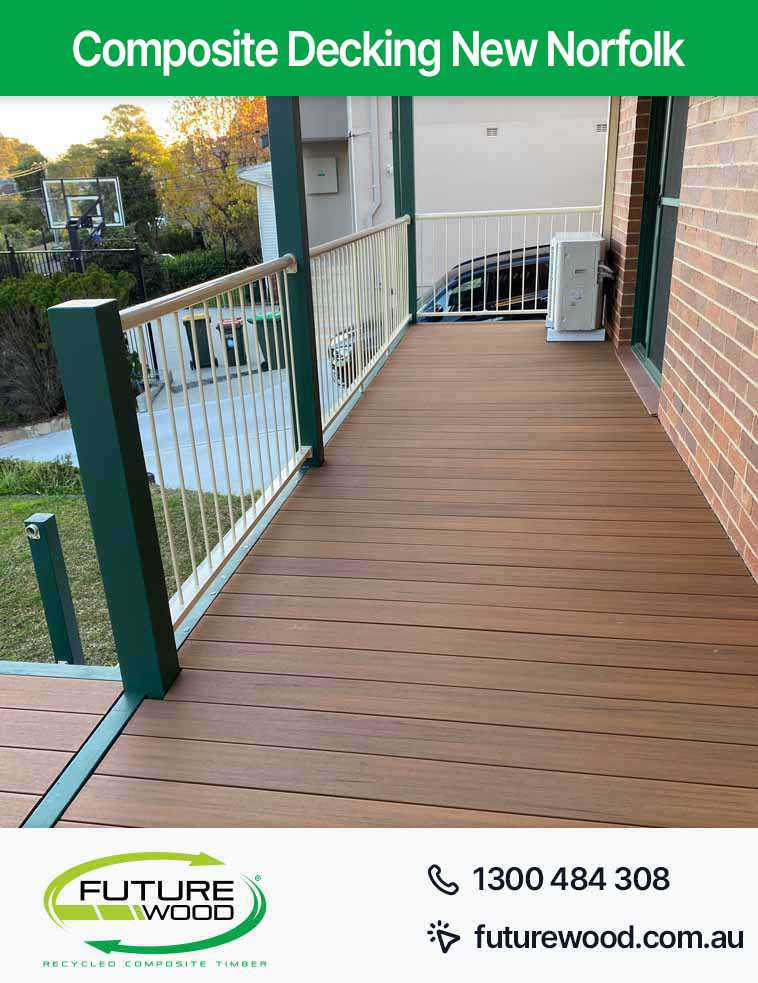 Picture of composite deck boards with railing in New Norfolk