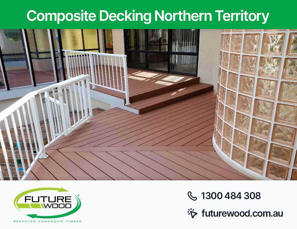 Picture of a composite deck boards with a white railing in Northern Territory