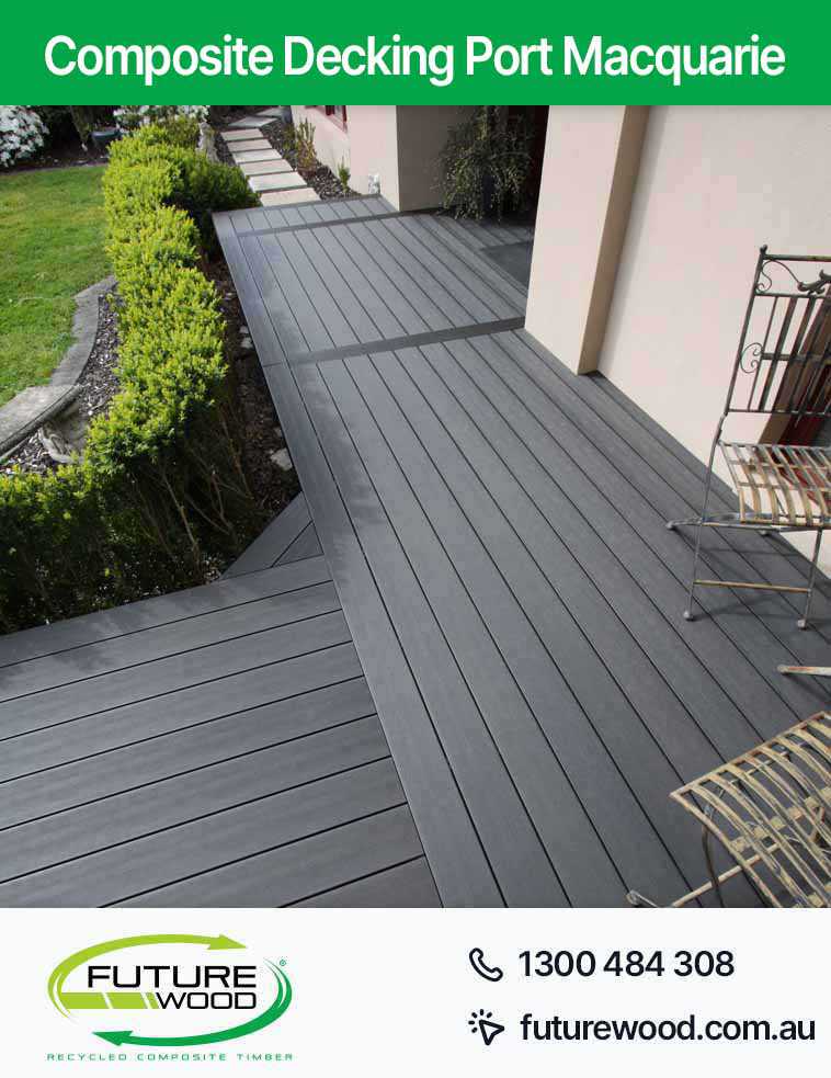 Image of a deck made of composite decking boards near the garden in Port Macquarie