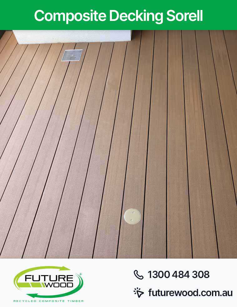 Picture of floor made with composite deck boards in Sorell