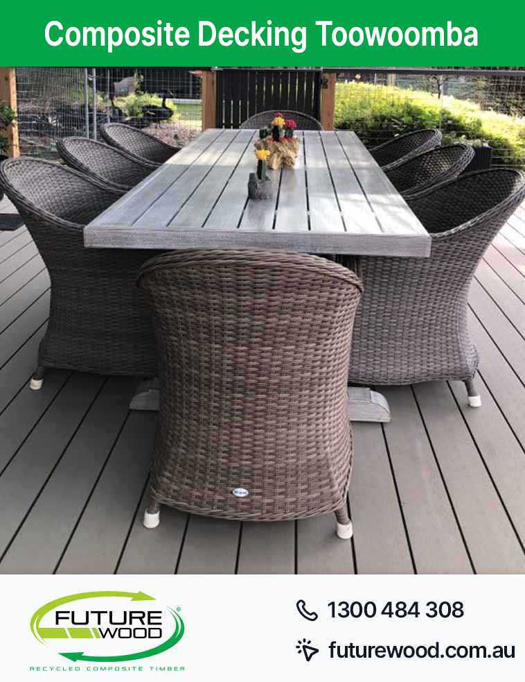 Picture of table and chairs on a deck made of composite decking boards in Toowoomba