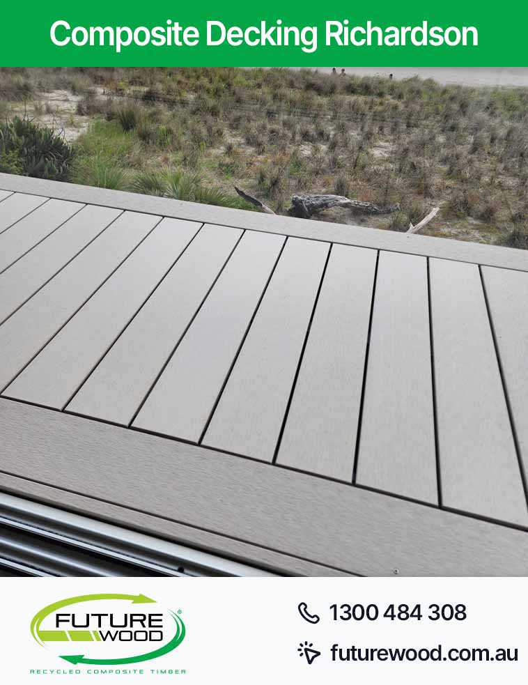 Image of balcony overlooking beach made with composite deck boards in Richardson